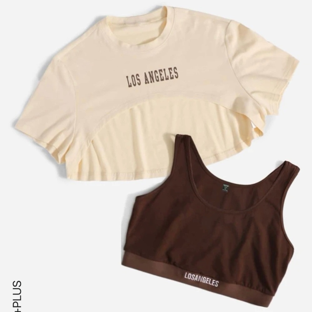 shein bra crop set tee shirt